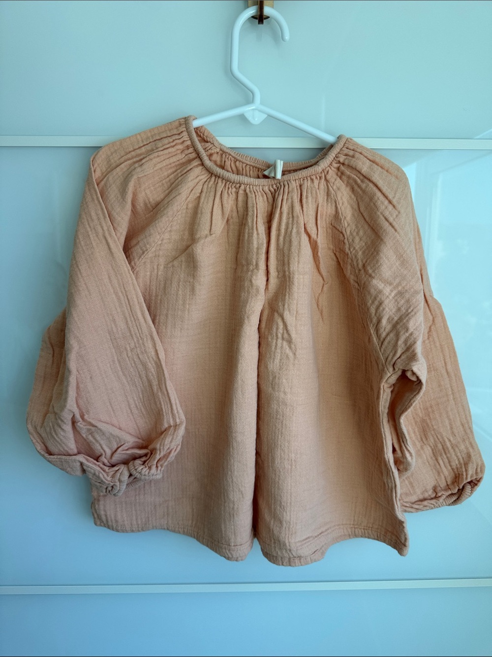 Lilu Peach Gauze Long Sleeve Girls Top